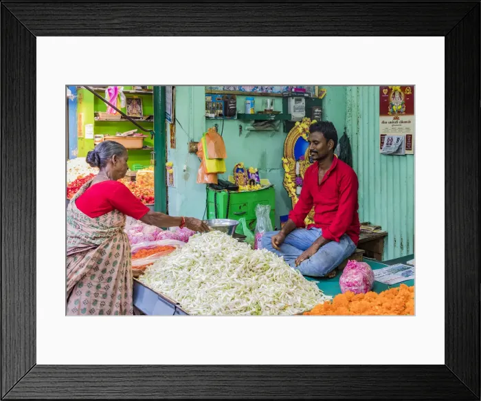 Framed Print : A stall selling flowers in Puducherry (Pondicherry), India