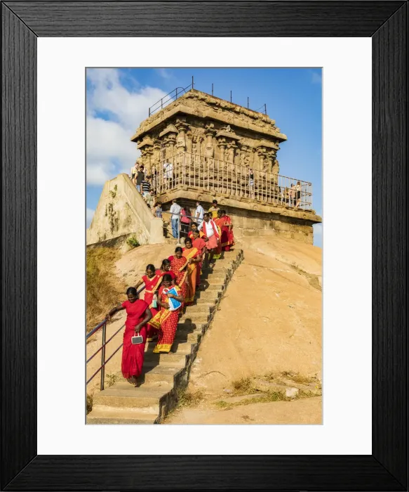 Framed Print : Pilgrims at a temple at Mamallapuram in Tamil Nadu, India Framed Print : Pilgrims at a temple at Mamallapuram in Tamil Nadu, India
