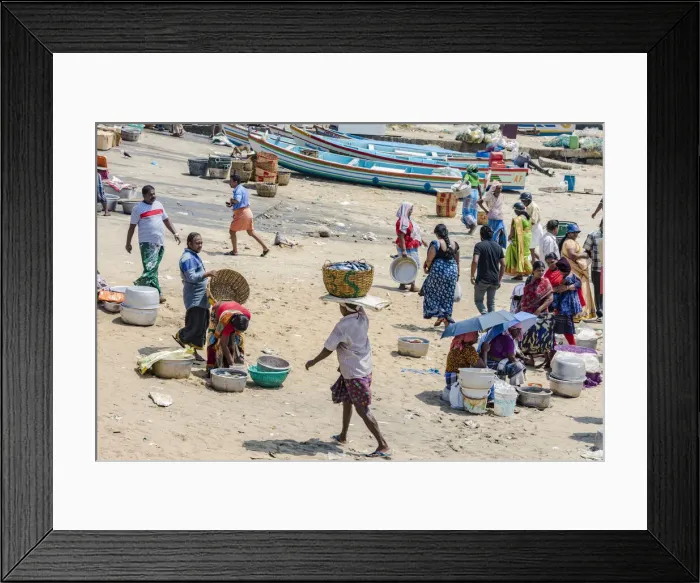 Framed Print : The beach at Vizhinjam near Kovalam where the fishing boats land their catches. This is in Kerala, India