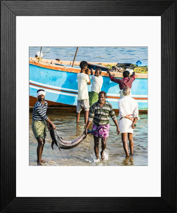 Framed Print : The beach at Vizhinjam near Kovalam where the fishing boats land their catches. This is in Kerala, India