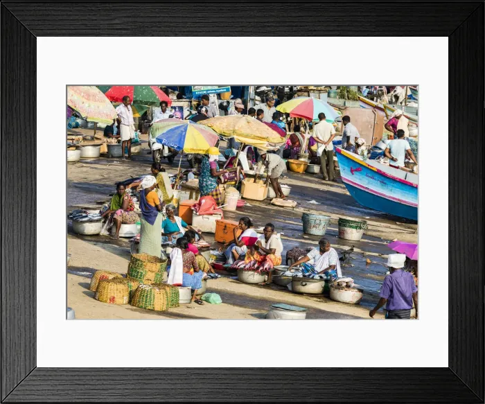 Framed Print : The beach at Vizhinjam near Kovalam where the fishing boats land their catches. This is in Kerala, India