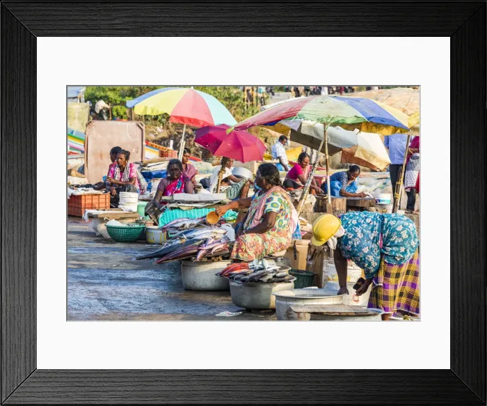 Framed Print : The beach at Vizhinjam near Kovalam where the fishing boats land their catches. This is in Kerala, India