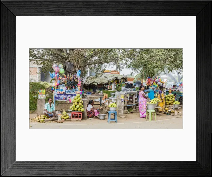 Framed Print : Roadside food stalls outside the Vedantangal Bird Sanctuary in Tamil Nadu, India