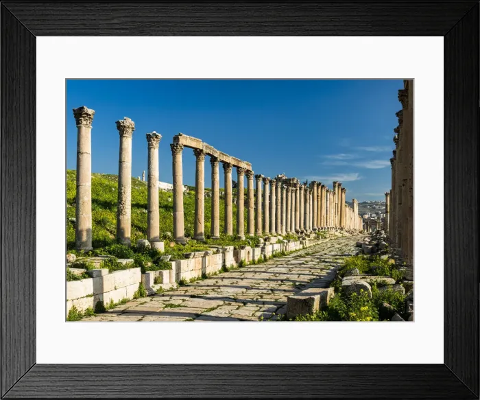 Framed Print : A street in the Roman city in Jerash, Jordan Framed Print : A street in the Roman city in Jerash, Jordan