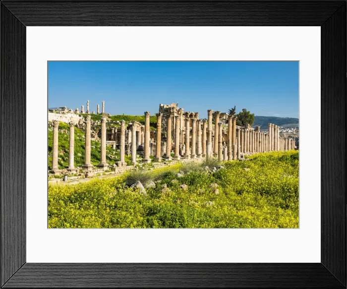 Framed Print : A street in the Roman city in Jerash, Jordan Framed Print : A street in the Roman city in Jerash, Jordan