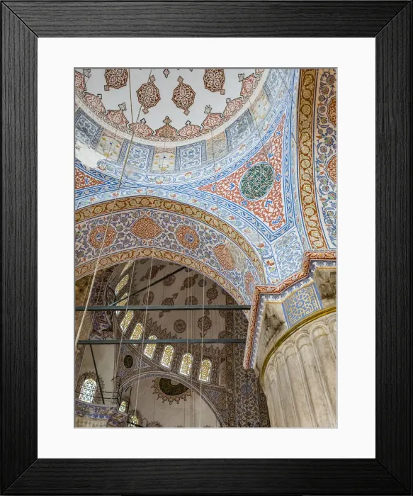 Framed Print : The interior of the Blue Mosque in Istanbul, Turkey