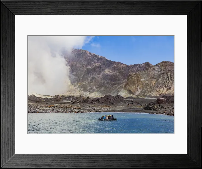 Framed Print : Tourists at the volcanic White Island in Bay of Plenty, New Zealand Framed Print : Tourists at the volcanic White Island in Bay of Plenty, New Zealand