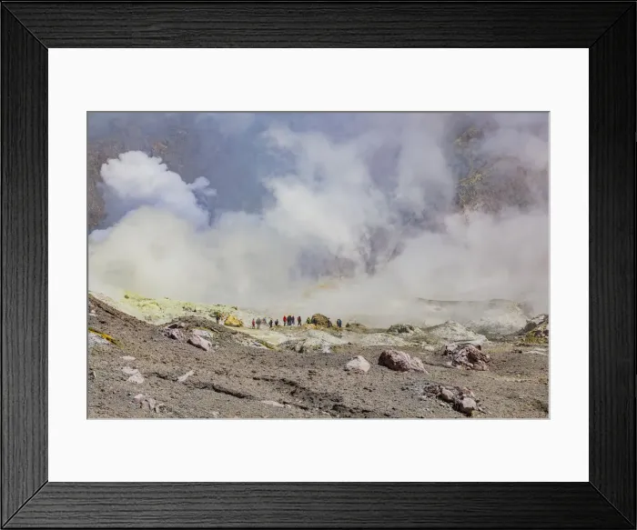 Framed Print : Tourists at the volcanic White Island in Bay of Plenty, New Zealand Framed Print : Tourists at the volcanic White Island in Bay of Plenty, New Zealand