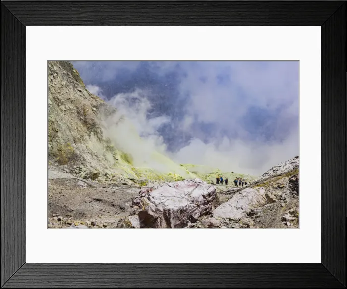 Framed Print : Tourists at the volcanic White Island in Bay of Plenty, New Zealand Framed Print : Tourists at the volcanic White Island in Bay of Plenty, New Zealand