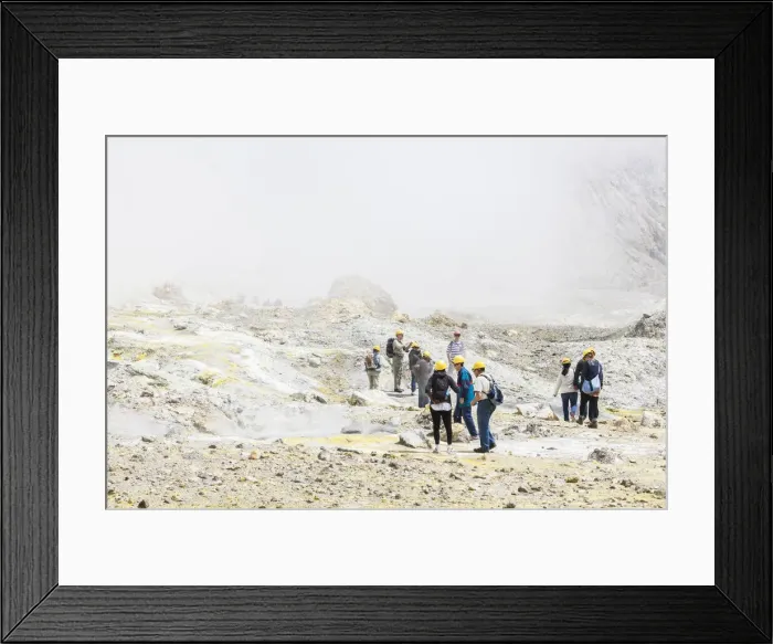 Framed Print : Tourists at the volcanic White Island in Bay of Plenty, New Zealand Framed Print : Tourists at the volcanic White Island in Bay of Plenty, New Zealand