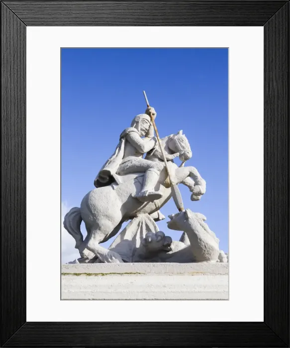 Framed Print : A statue of St George at the Italian Chapel, Orkney, Scotland