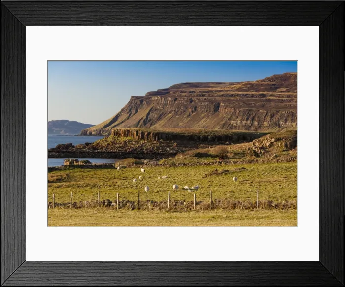 Framed Print : Volcanic scenery at Ardtun, Mull, Scotland