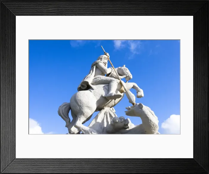 Framed Print : A statue of St George at the Italian Chapel, Orkney, Scotland
