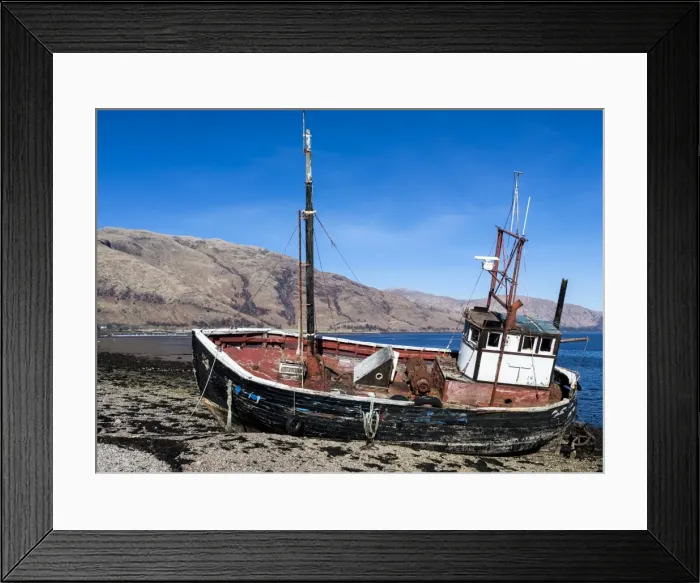 Framed Print : A beached boat at Ardgour, Scotland Framed Print : A beached boat at Ardgour, Scotland