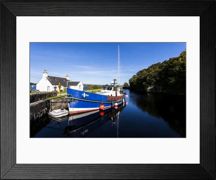 Framed Print : A ship in the Crinan Canal, Scotland