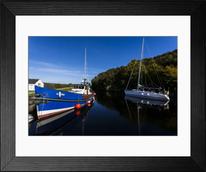 Framed Print : Two boats in the Crinan Canal, Scotland
