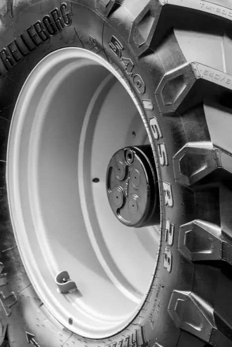 Framed Print : An agricultural vehicle`s tyre