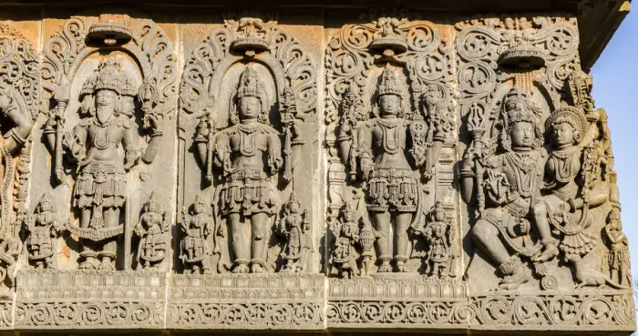 Framed Print : Carvings at the Hoysaleswara Temple at Halebid in Karnataka, India Framed Print : Carvings at the Hoysaleswara Temple at Halebid in Karnataka, India