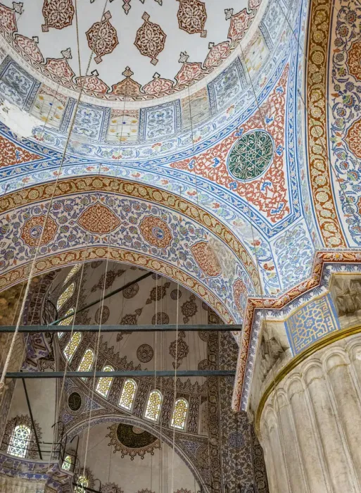 Framed Print : The interior of the Blue Mosque in Istanbul, Turkey
