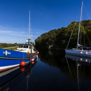 Two boats in the Crinan Canal, Scotland