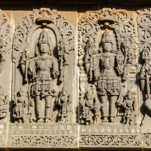 Carvings at the Hoysaleswara Temple at Halebid in Karnataka, India