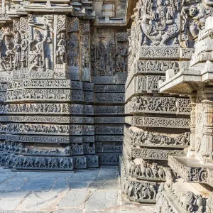 Carvings at the Hoysaleswara Temple at Halebid in Karnataka, India