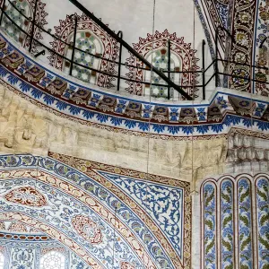 The interior of the Blue Mosque in Istanbul, Turkey