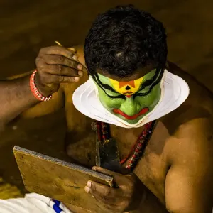 A Kathakali performance at Fort Kochi in Kerala, India