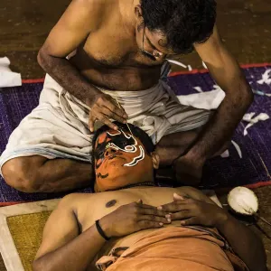 A Kathakali performance at Fort Kochi in Kerala, India