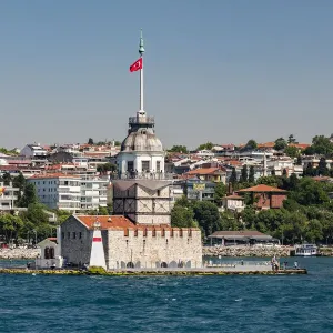 Leander`s Tower in the Bosporus in Istanbul, Turkey