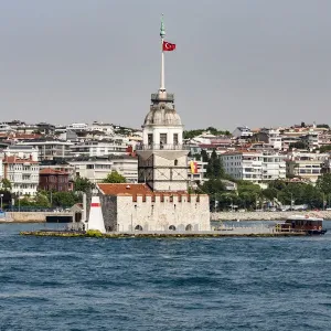 Leander`s Tower in the Bosporus in Istanbul, Turkey
