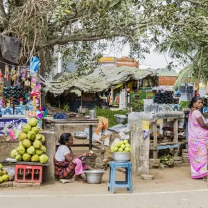 Roadside food stalls outside the Vedantangal Bird Sanctuary in Tamil Nadu, India