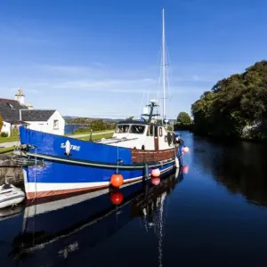 A ship in the Crinan Canal, Scotland