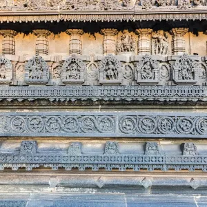 Stone carvings at the Chennakesava Temple at Belur in Karnataka, India