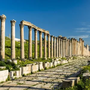 A street in the Roman city in Jerash, Jordan