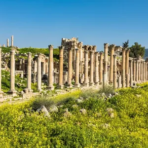 A street in the Roman city in Jerash, Jordan