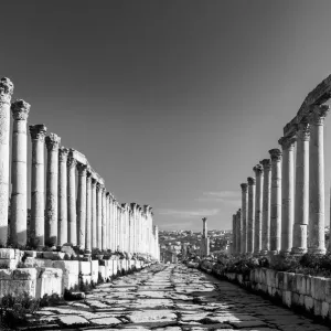 A street in the Roman city in Jerash, Jordan