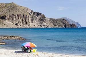 Mountains Prints: The beach at La Isleta in Spain