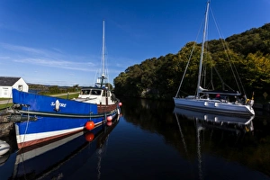 Two boats in the Crinan Canal, Scotland