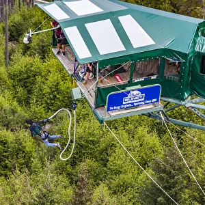 : A bungee jumper at Queenstown in Otago, New Zealand