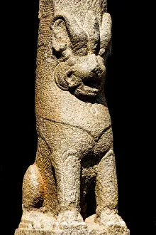 A carved granite sculpture at a temple in Mamallapuram, Tamil Nadu in India