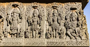 Carvings at the Hoysaleswara Temple at Halebid in Karnataka, India