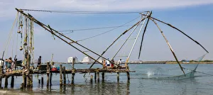 India Prints: The Chinese fishing nets at Fort Kochi in Kerala, India