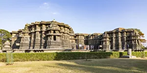 The elaborately-carved Hoysaleswara Temple at Halebid in Karnataka, India