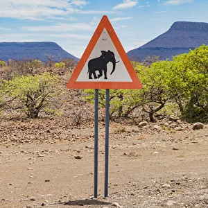 An elephant'road sign in Damaraland, Namibia