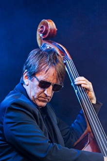 Ewen Vernal of the Julie Fowlis Band playing at Oban Live in Scotland