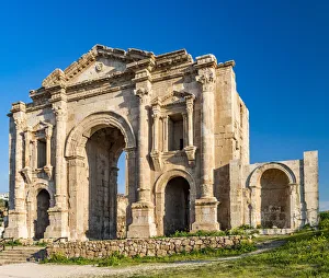 Jordan Prints: Hadrian`s Arch at the Roman city in Jerash, Jordan