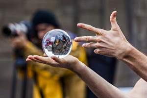 The juggler Tom Pompadom at the 2015 Edinburgh Fringe Festival, Scotland