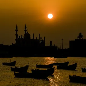 India Prints: Late-afternoon sun at Vizhinjam near the resort of Kovalam in Kerala, India