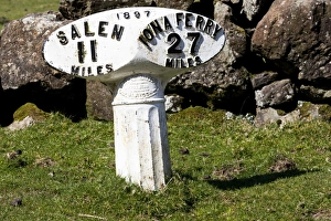 Island Prints: Milepost at Loch Na Keal, Mull, Scotland